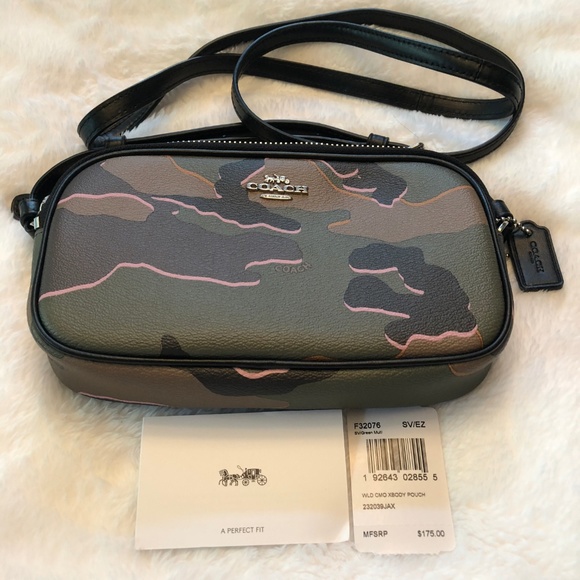 COACH Wild Camo Crossbody Pouch Bag Purse - Picture 7 of 7